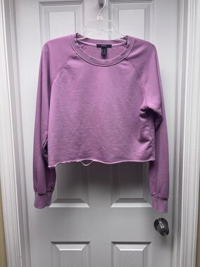 Forever 21 Purple Cropped Sweatshirt Raw Hem Size M